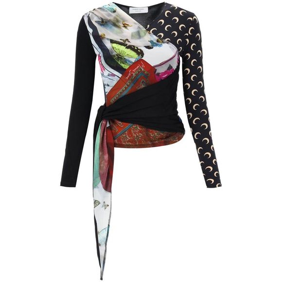 MARINE SERRE Sweaters - Marine Serre Draped Jersey Wrap Top